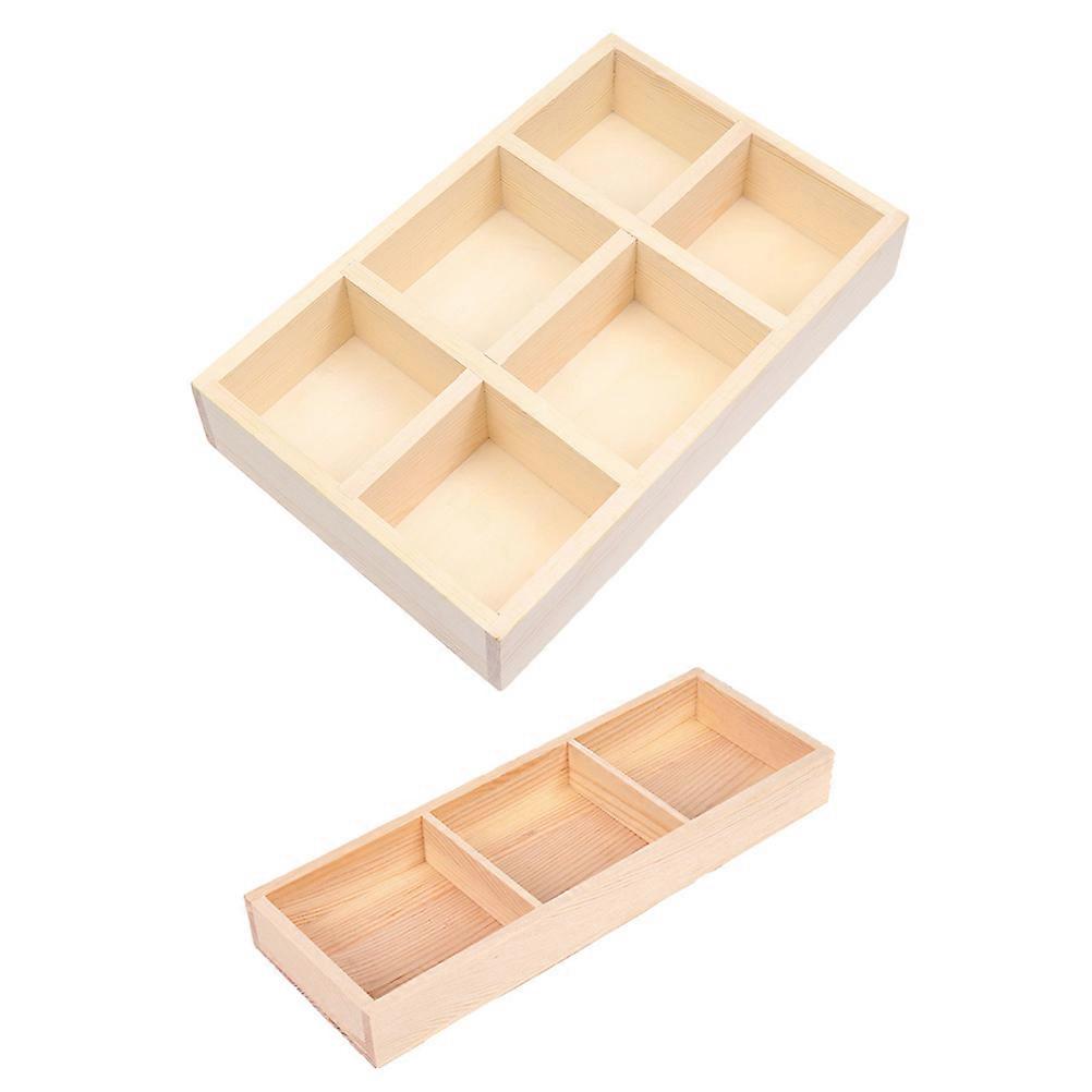 Wooden Storage Organizers 2Pcs Grids Plant Display Boxes Ideal For Clutter Storage Box 12.2X8.3X1.6in Perfect For Home Decoration