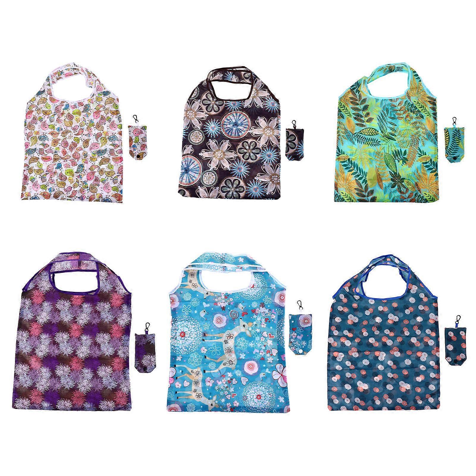 Collapsible Shopping Bags 6Pcs Assorted Color Foldable Design for Grocery Shopping and Vegetable Storage
