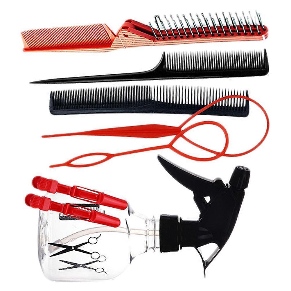 8 Piece Folding Hair Comb Set for All Hair Types – Includes Braider Combs, Clips & Spray Bottle for Portable Hair Styling
