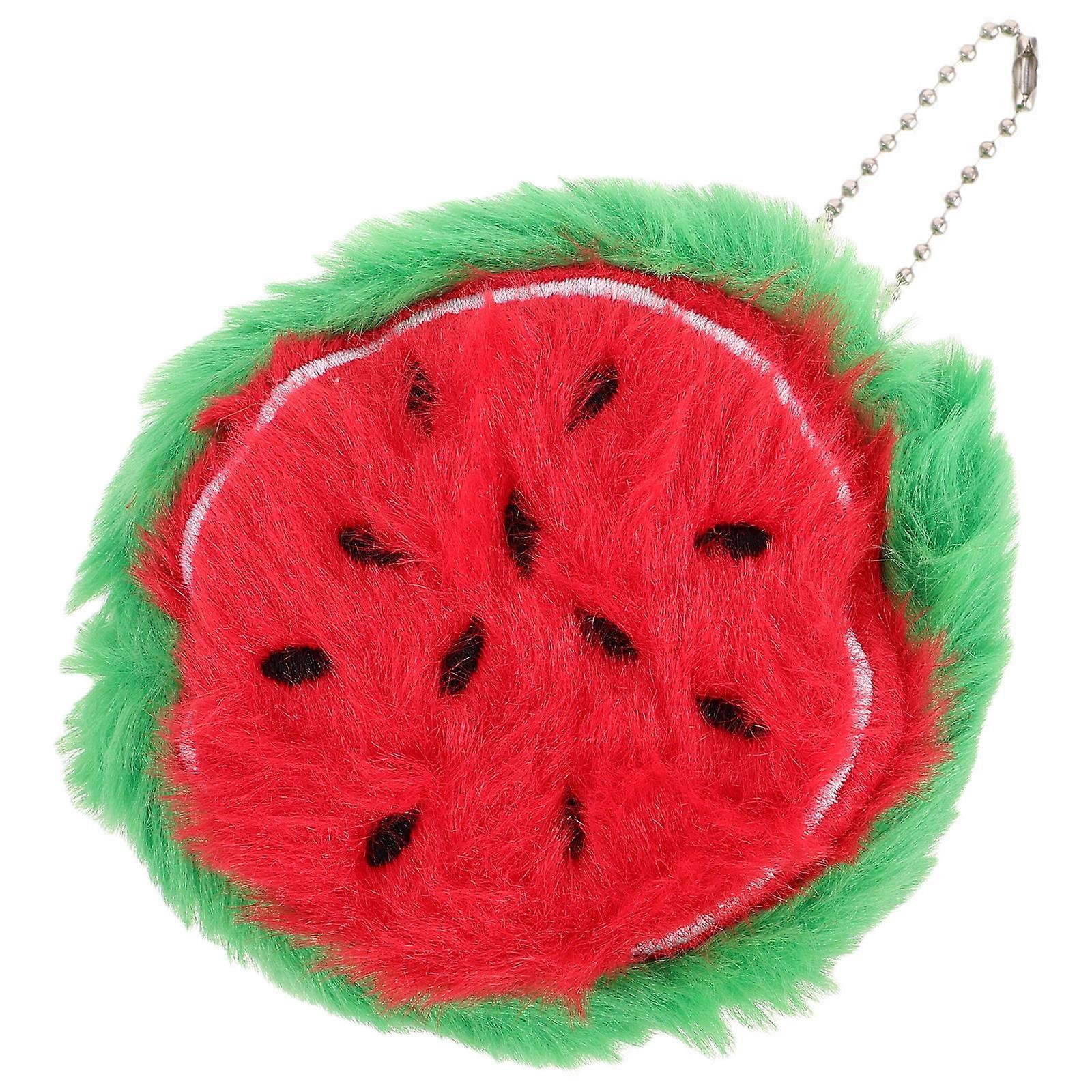 Cute Watermelon Plush Coin Purse Soft Keychain Wallet Fun Fruit Design Backpack Coin Storage Durable Craftsmanship Parties Everyday Use