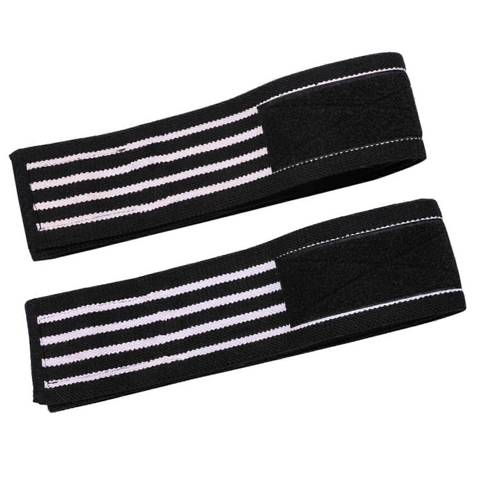 Knee Wrap Adjustable, Anti-Slip Knee Support For Running And Sports White Four Stripes V, 1 Pair