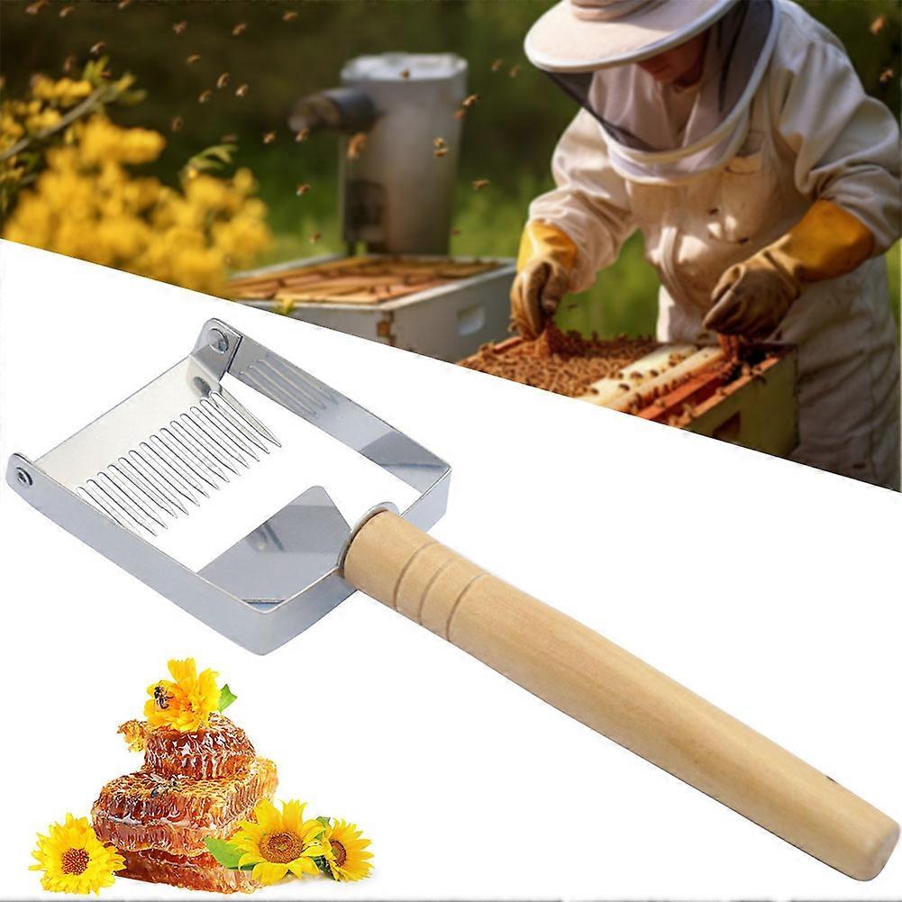 Stainless Steel Honey Uncapping Fork with Wooden Handle Multi-Functional Beekeeping Tool