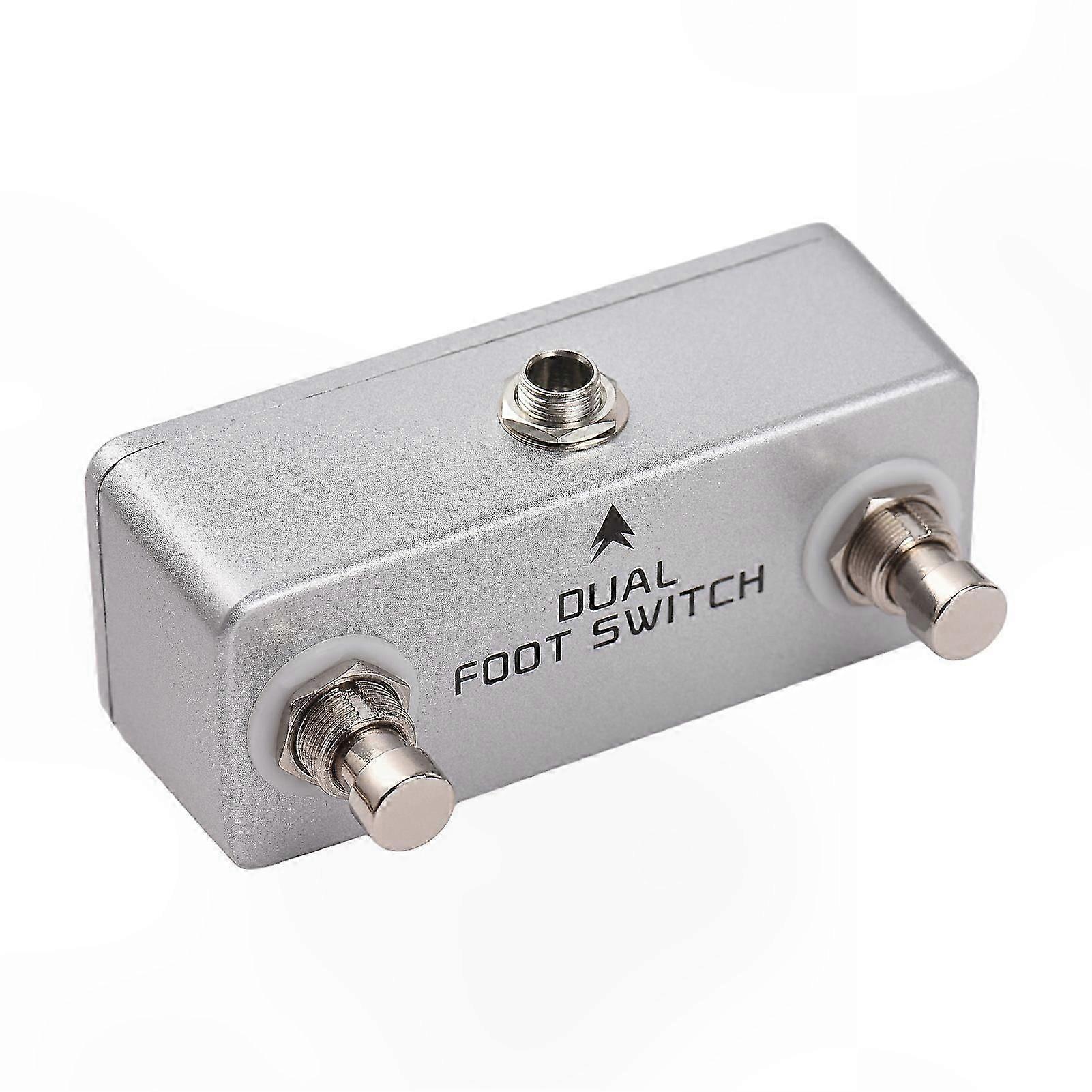Dual Footswitch with Locking Function, Aluminum Alloy Pedal, 6.35mm Stereo Output for Amplifiers