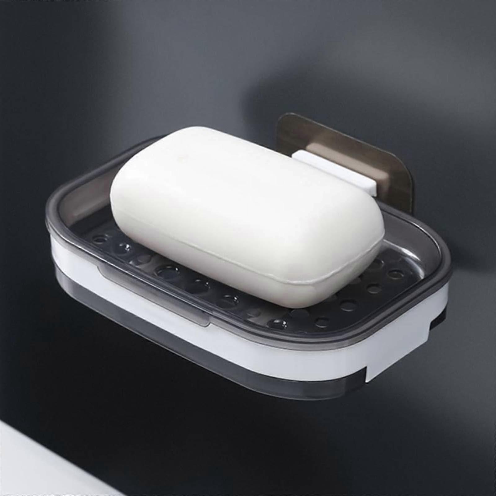 Strong Suction Soap Dish Holder Bathroom Shower Bath Net Drain Case Tray Box (gray) Ref: 4476