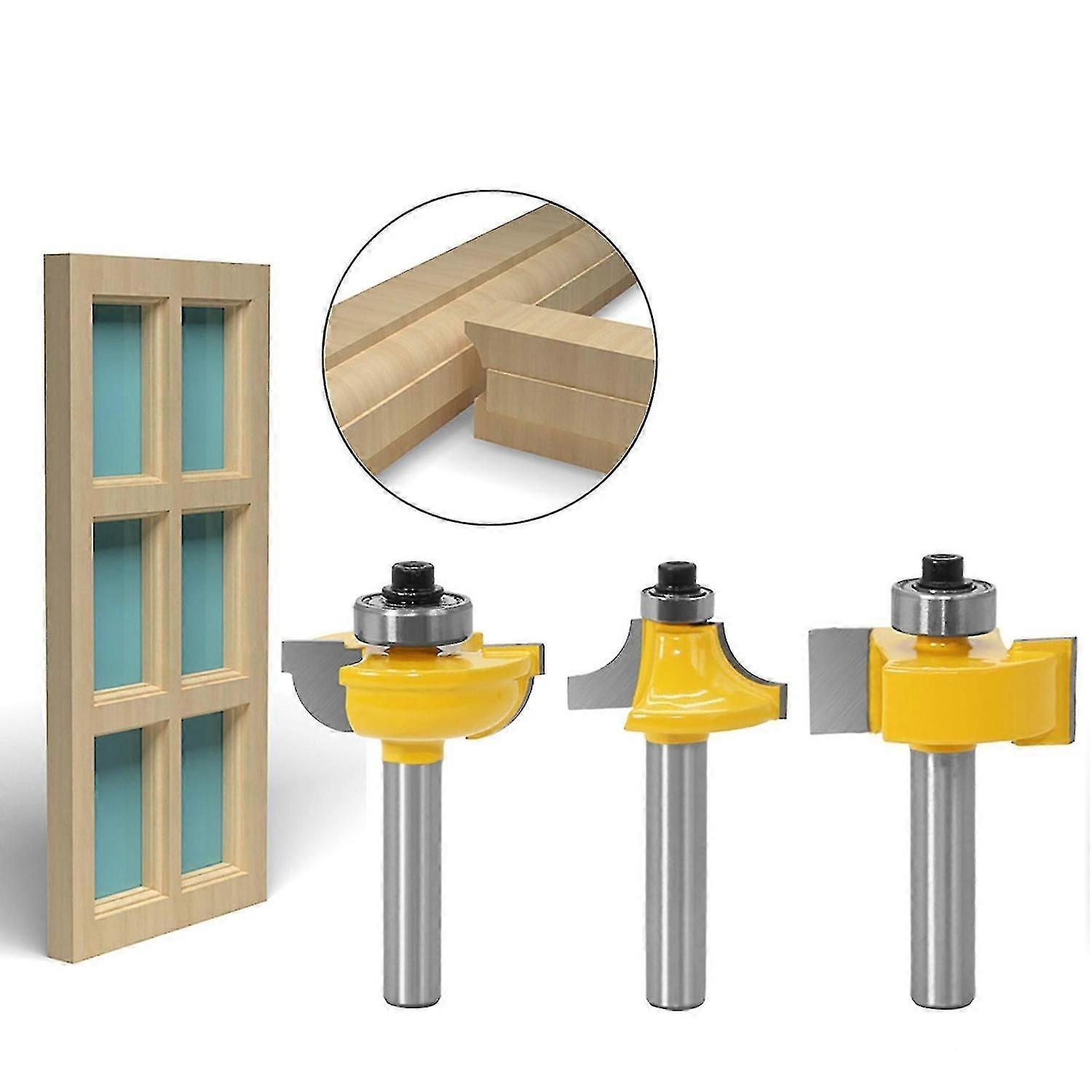 3pcs 8mm Milling Cutter T V Shape High Hardness Hard Alloy Smoothly Cut Reliable Shank Router Bits F