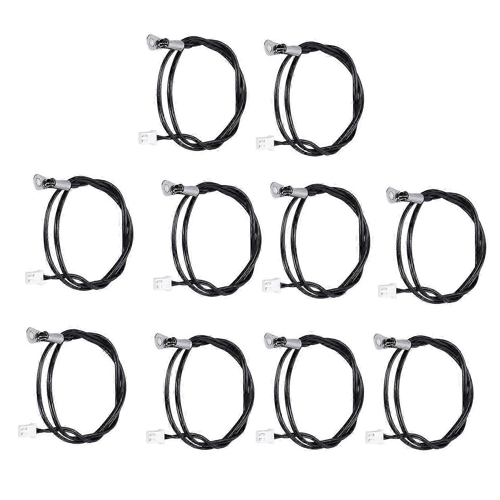 10Pcs NTC Thermistor Temperature Sensor Probe Round Lug Cold Pressed Terminal Connector 500mm100K B3950