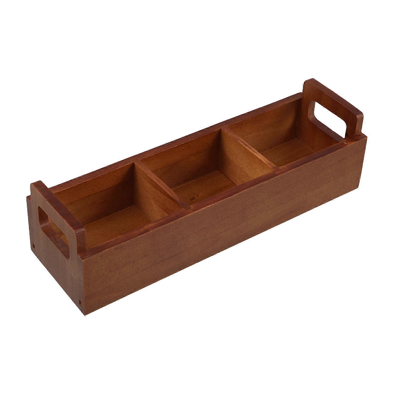 Wooden Tea Bag Organizer with Handle Large Capacity Divided Compartments for Tea Bags, Sugar Packets, and Coffee Creamers Compact Storage Box for