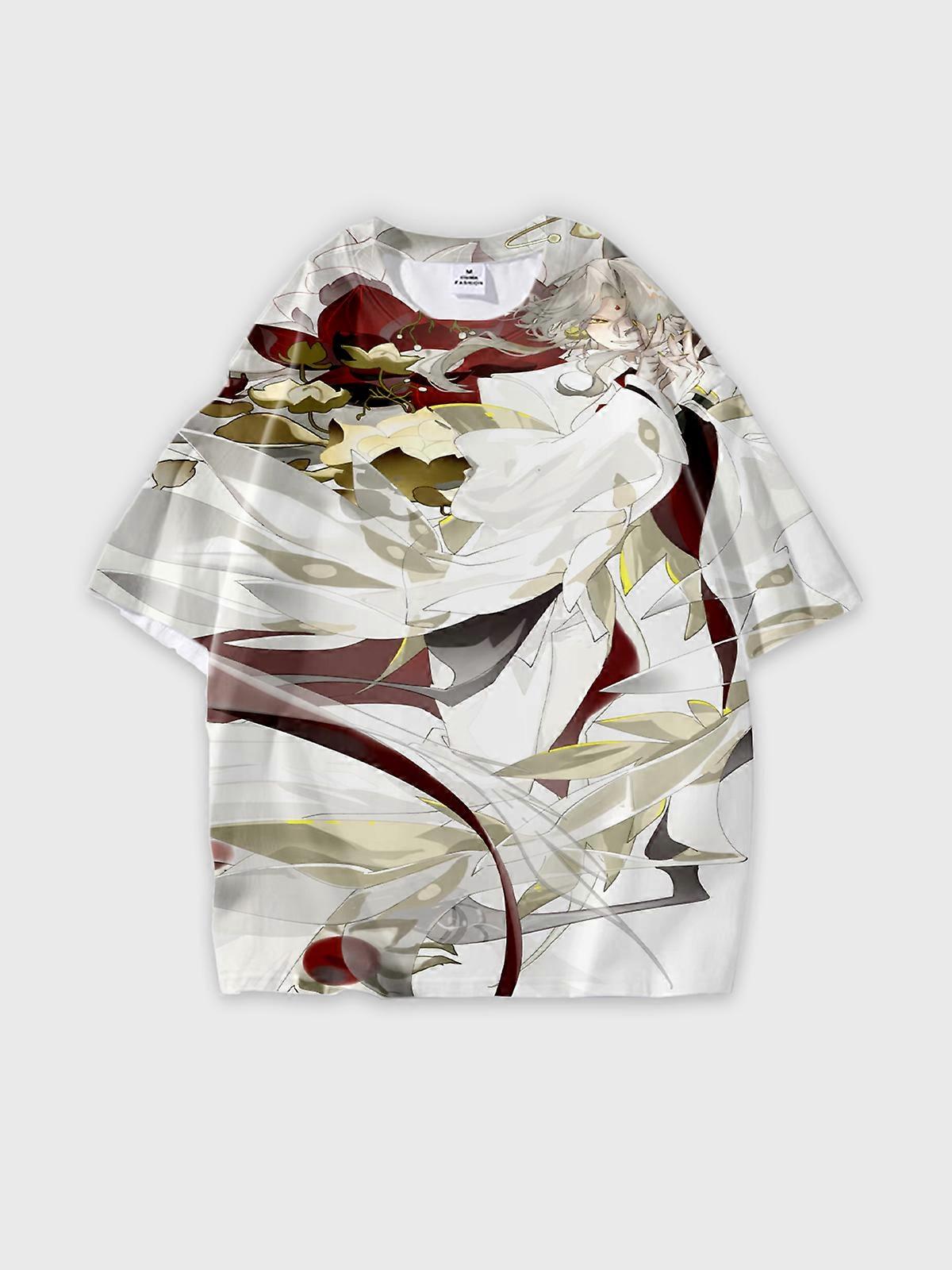 T-Shirt Round Neck, Loose Short Sleeve Pattern Graphic Tee, Unisex Summer Casual Top U1692