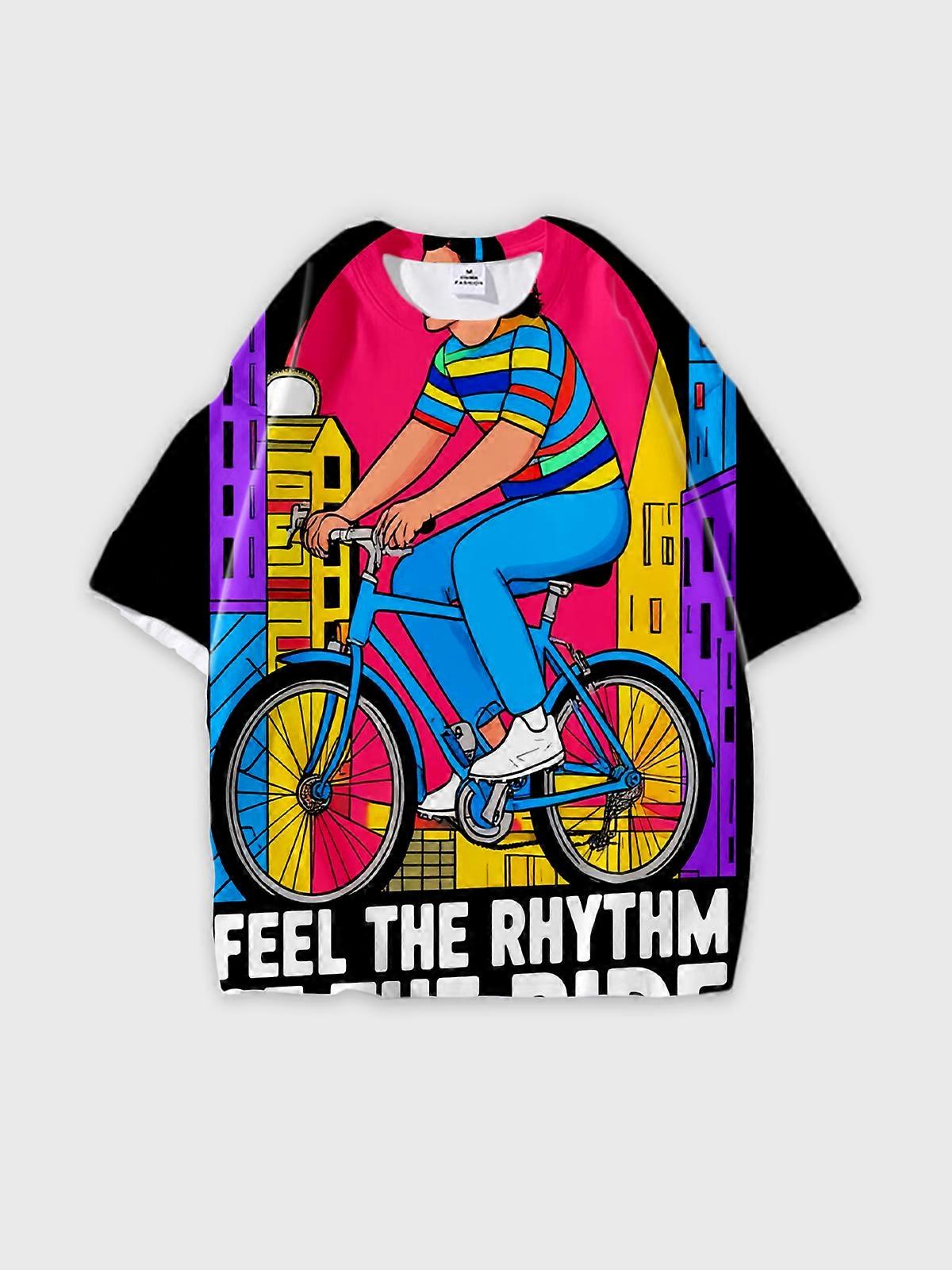 T-Shirt Round Neck, Loose Short Sleeve Pattern Graphic Tee, Unisex Summer Casual Top U1879