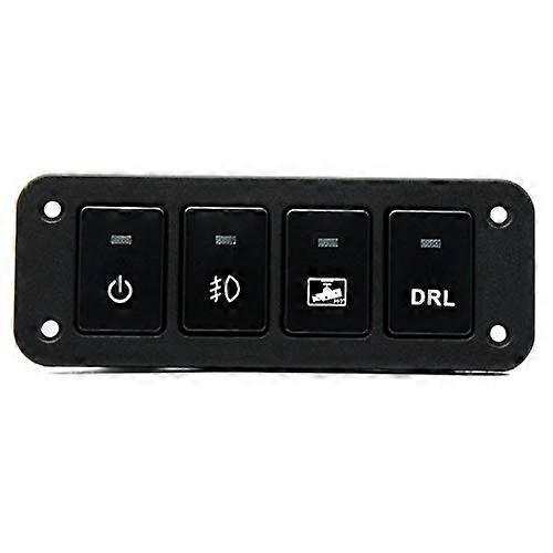 Motorcycle Switch Panel 12V 4Position For DRL, Fog Light, Dash Cam White Light, Black Finish