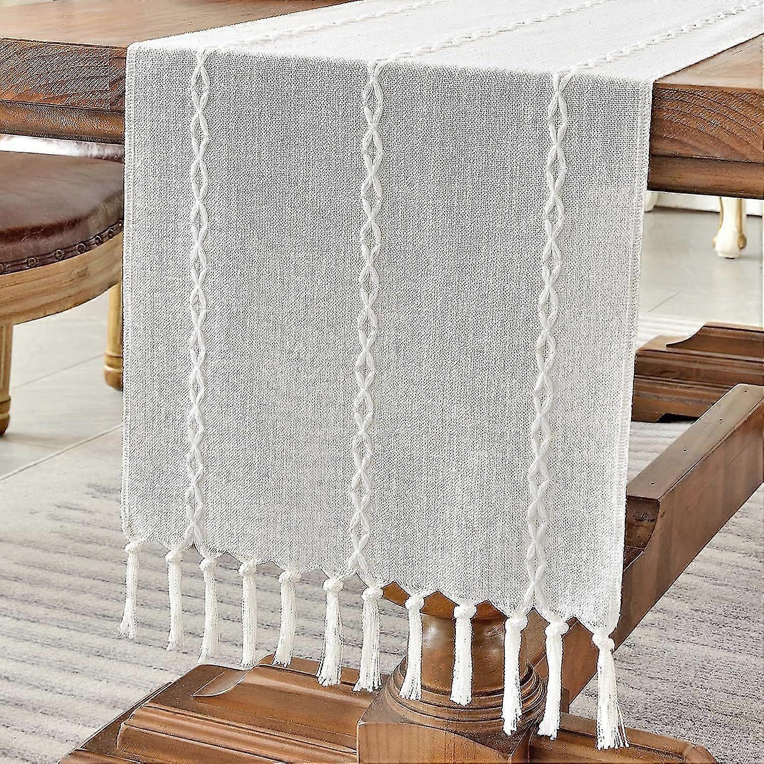 easy clean woven cotton table runner for holiday gatherings