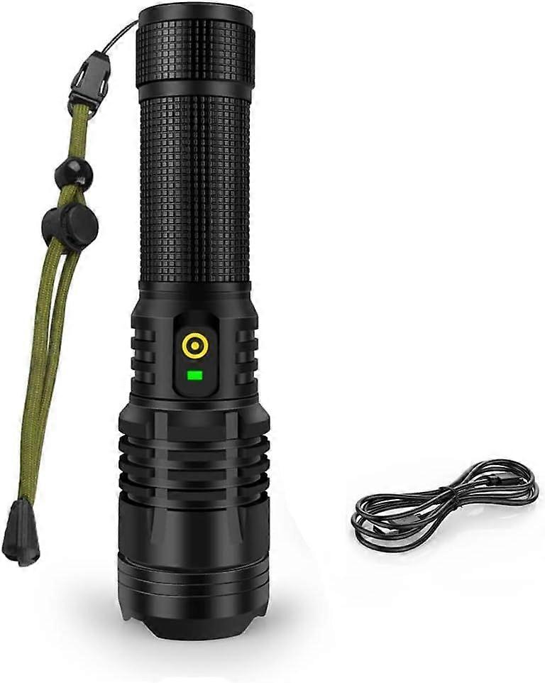 Super Bright Flashlight, 7 Modes echargeable Led Flashlights High Lumens,Powerful Tactical Flashlights for Camping, Emergencies(Black)