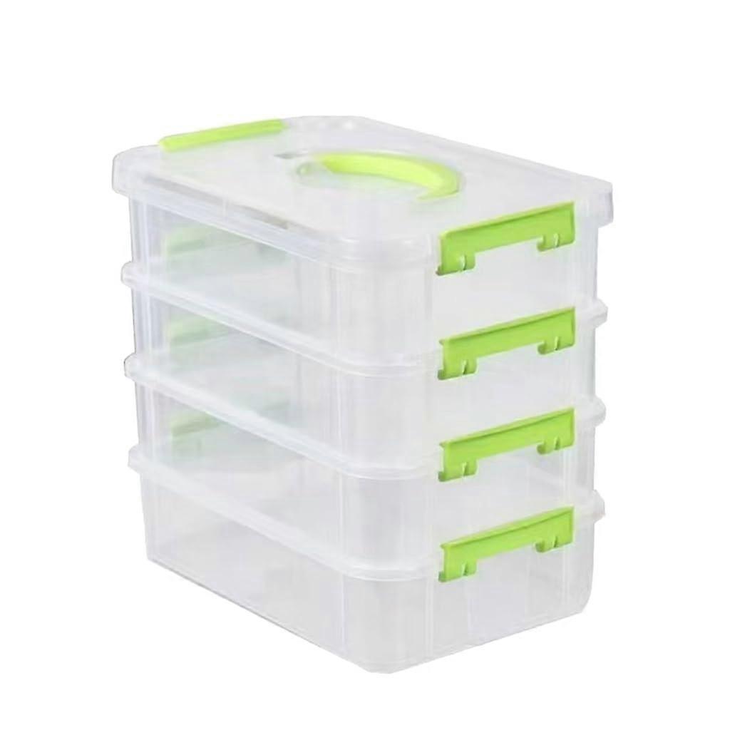 Desktop Cosmetics Container Stackable Sundries Storage Four Layer Green For Bedroom And Study Room Stationery Holder