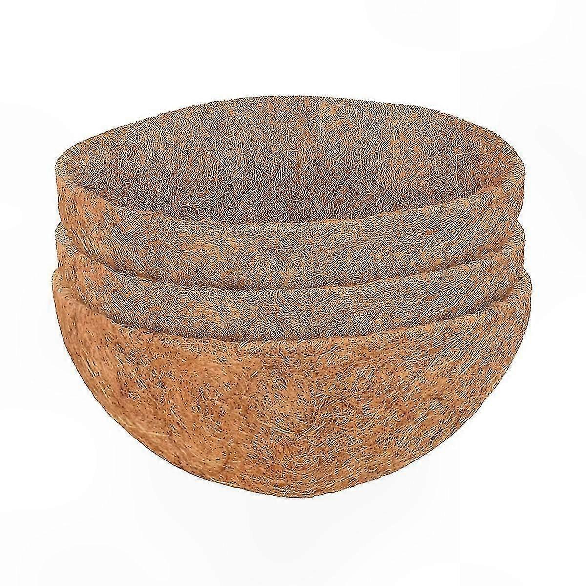 Set of 3 Natural Coconut Fiber Liners for Round Hanging Baskets Replacement Liners Made from Eco-Friendly Materials