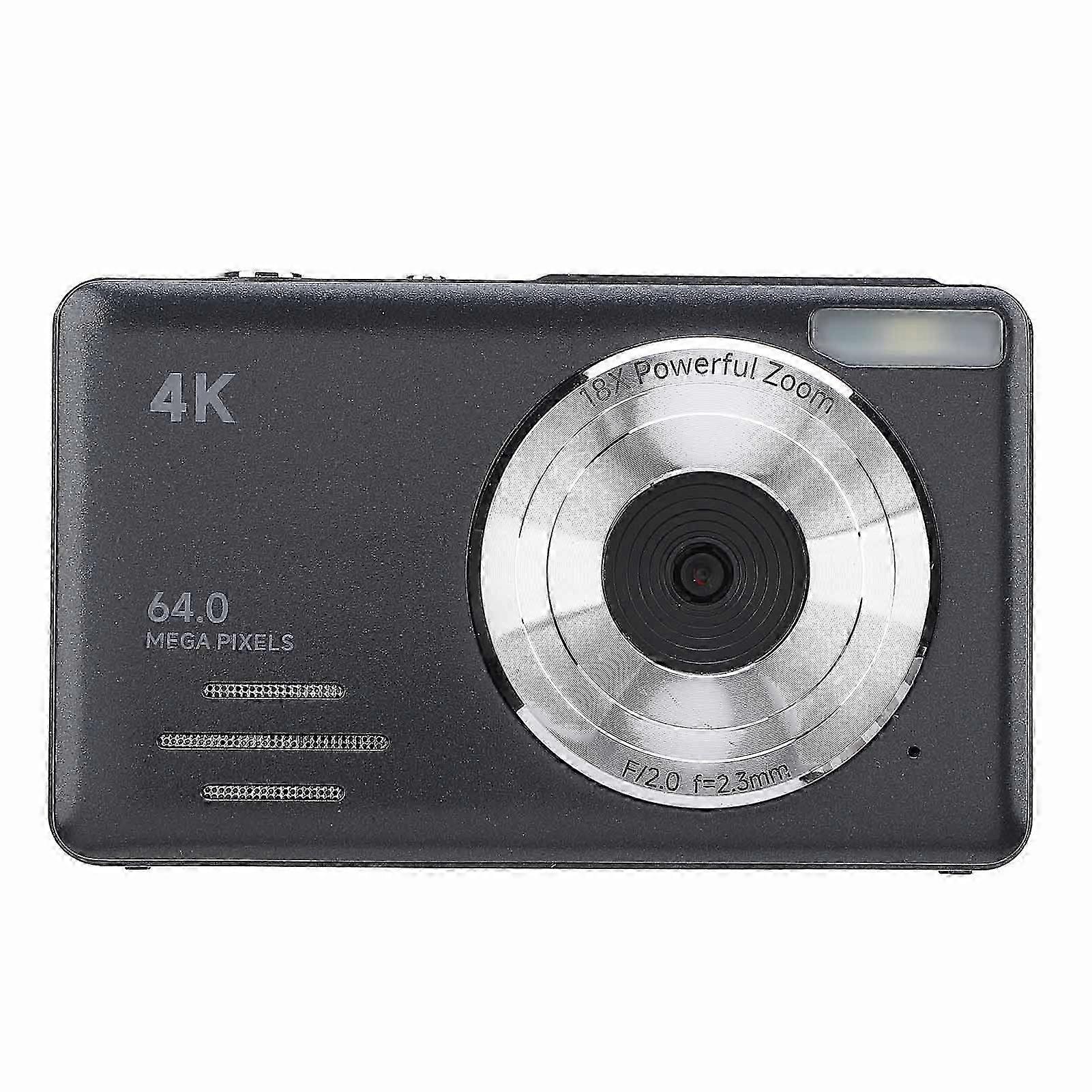 2025 4K 64MP Digital Camera with 18X Digital Zoom Auto Focus Compact Small Camera Multiple Filters Loop Recording Slow Motion Timelapse Photography Bl
