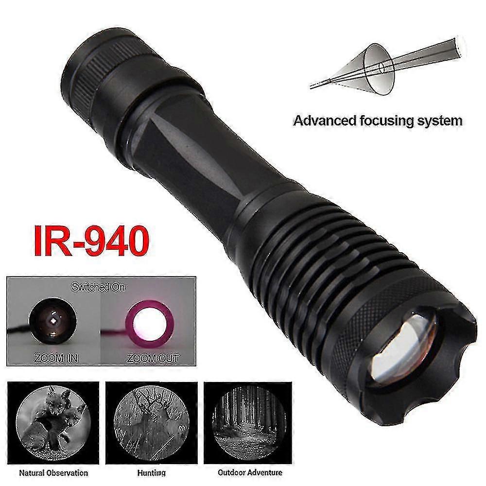 Ir 940nm Flashlight, Infrared Led Illuminator Zoomable Infrared Flashlight With Convex Lens For Night Vision Hunting - Used With Night Vision Device