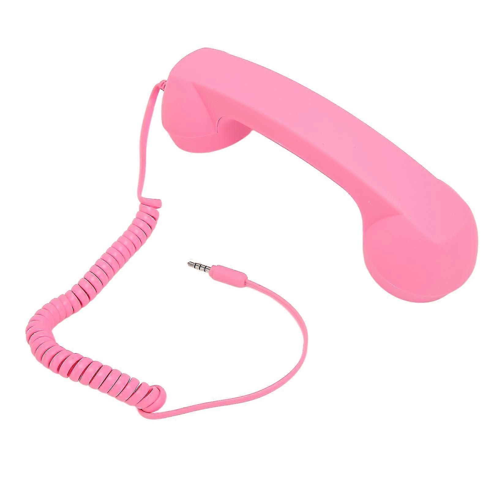 Cell Phone Handset 3.5mm Plug Retro Radiation Proof Wired Telephone Handset Receiver for Smartphone Computer Pink 2025