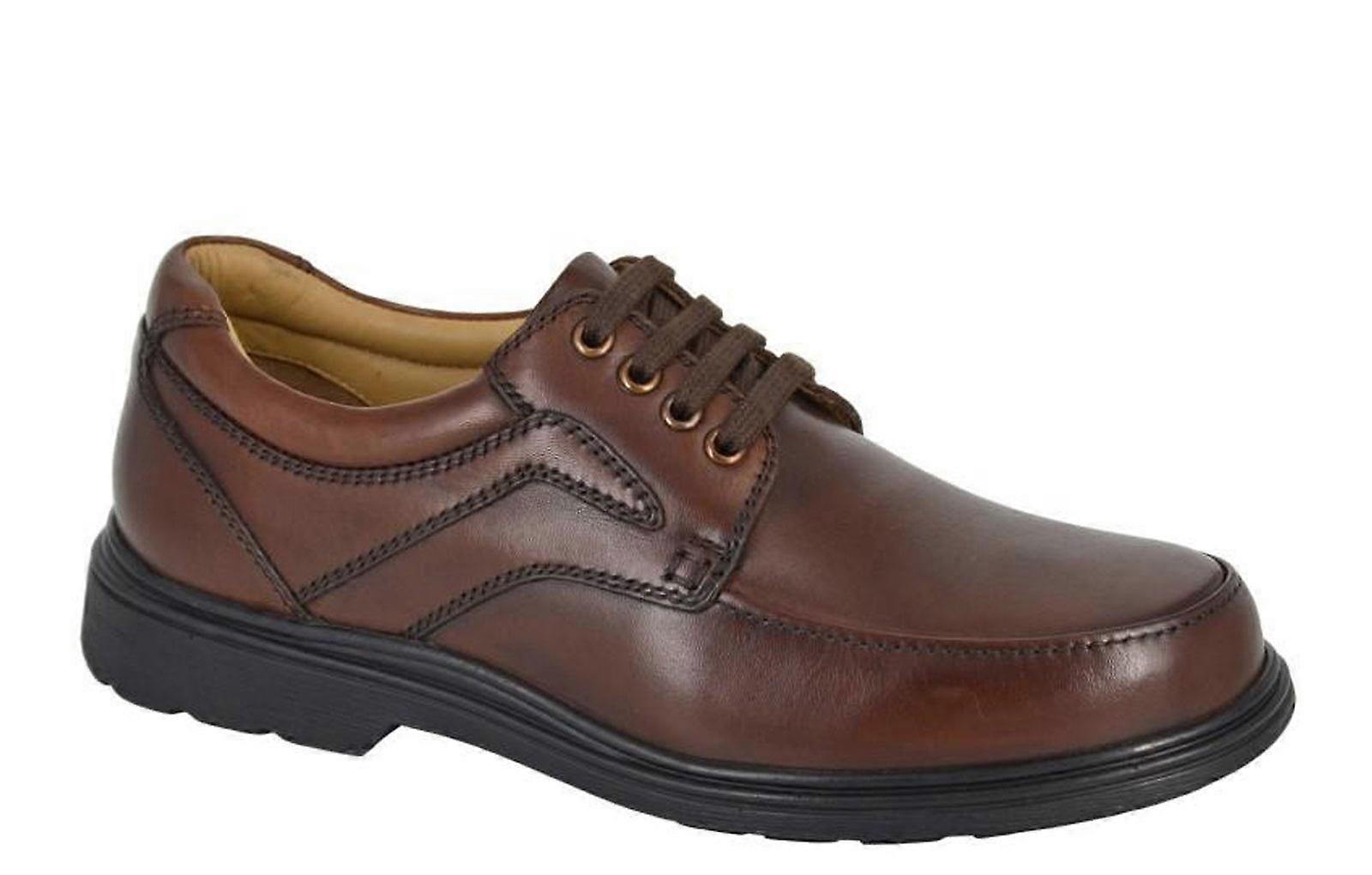 Roamers Leather Extra Wide Fit Shoes Brown