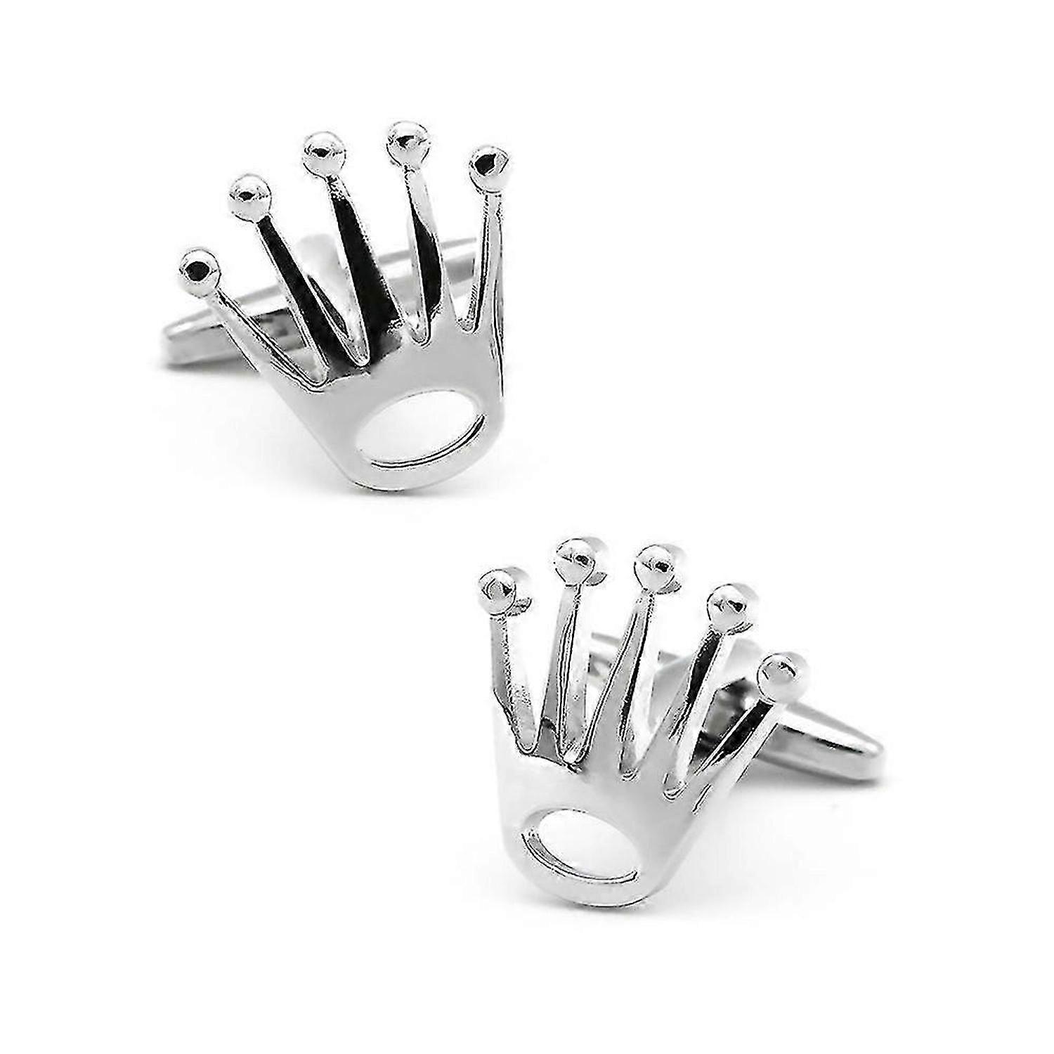 Classic Shirt Cufflinks Cuff Nails Buttons Crown Modeling Design Novelty Cufflinks(2 Pairs, Silver)