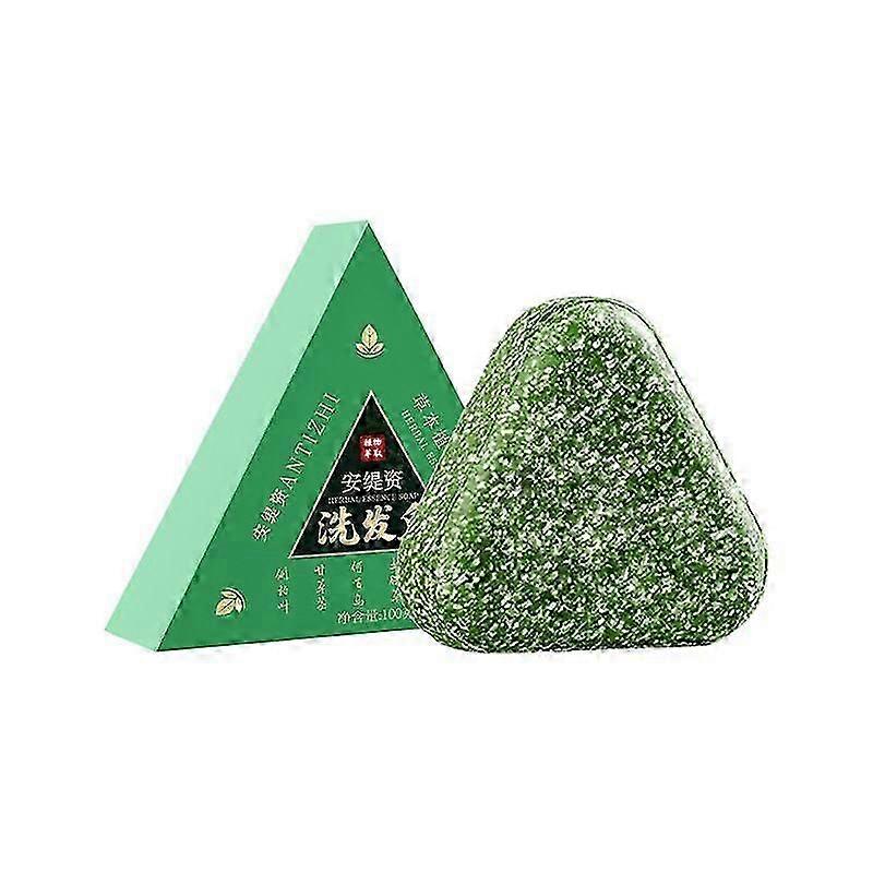 Nature Triangle Shampoo Bar, Nature Seven Green Soap Shampoo, Usman Grass, Hydrating Bar, lugnande och stärker håret för kvinnor män 100G