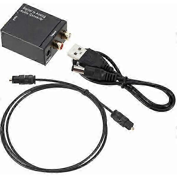 Digital to Analog Audio Converter Optical to RCA Audio Switcher Box Toslink Coaxial AV Switcher Selector Box, Black