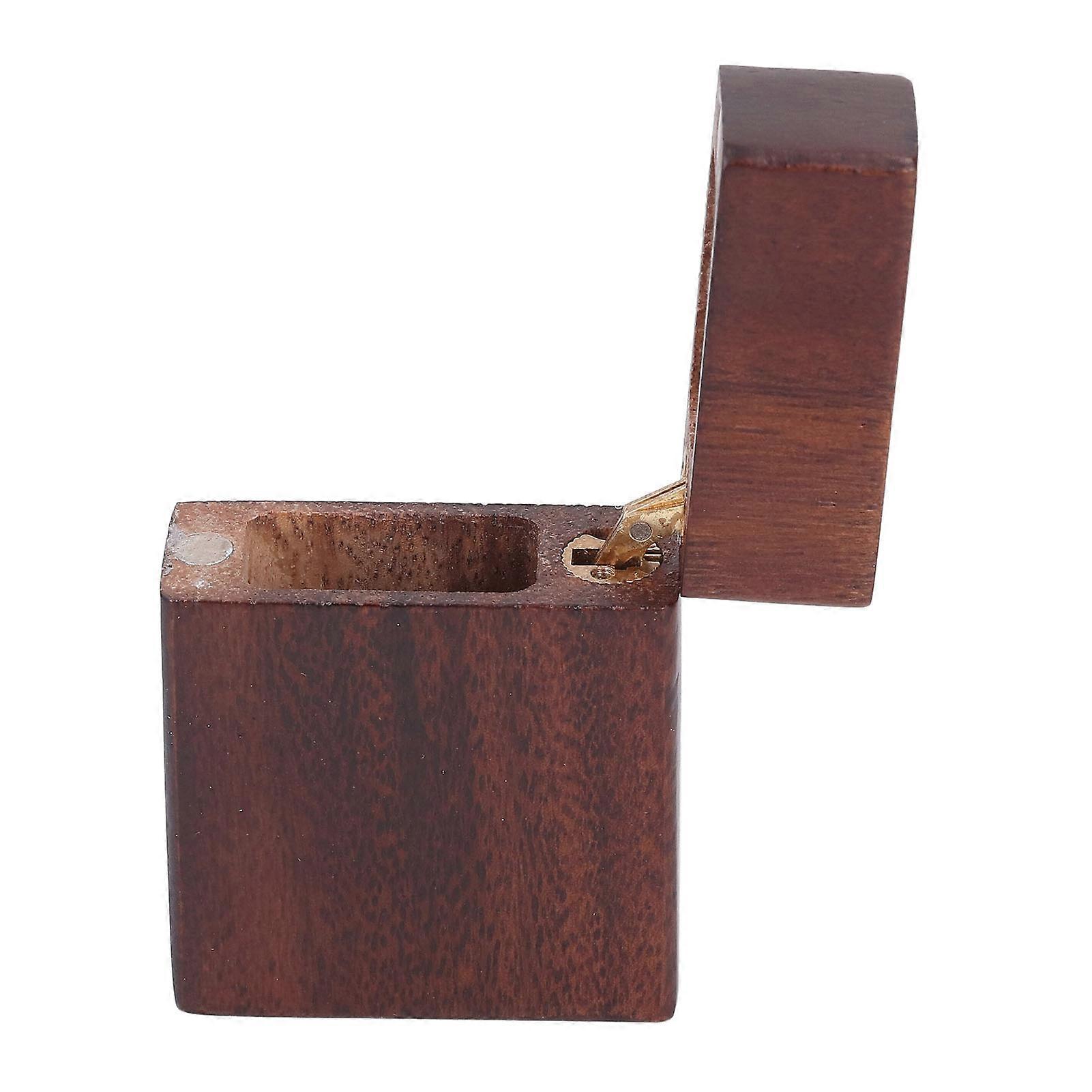 Svart Valnöt Trä Gitarr Plektrumlåda Vintage Lättare Form Hållare