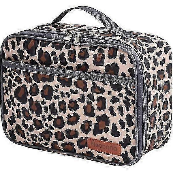 Leopard Print Kids Lunch Bag Insulated Waterproof Lining