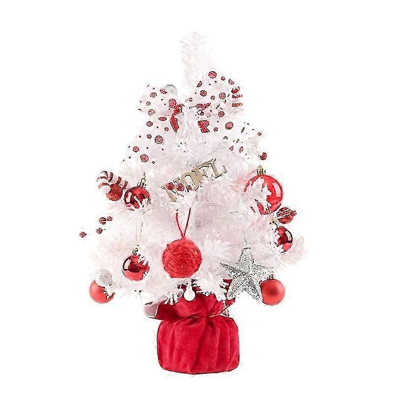 Compact PVC Christmas Tree in Red and White Design Desktop Decorative Piece