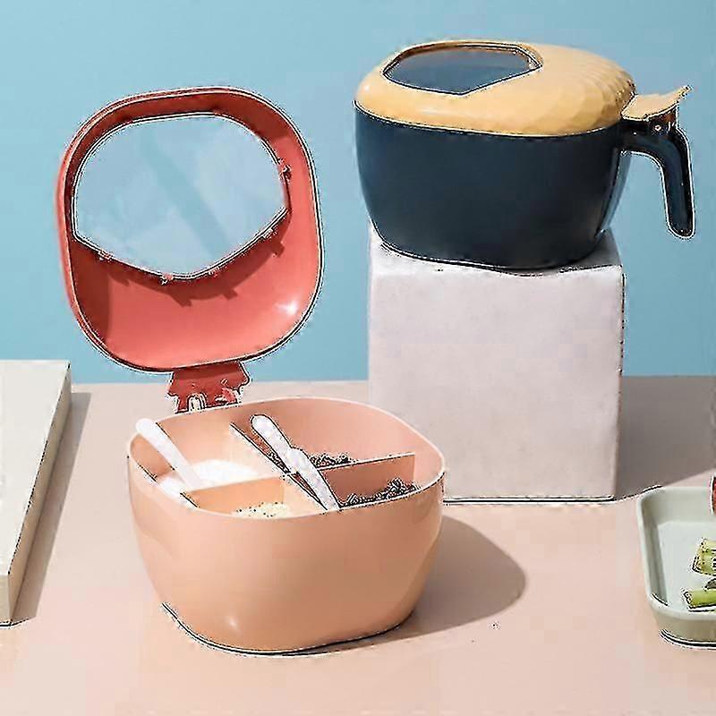 Kitchen Supplies Seasoning Box Set Glutamate Salt Shaker Creative Household Multi-compartment Storage Seasoning Box With Lid