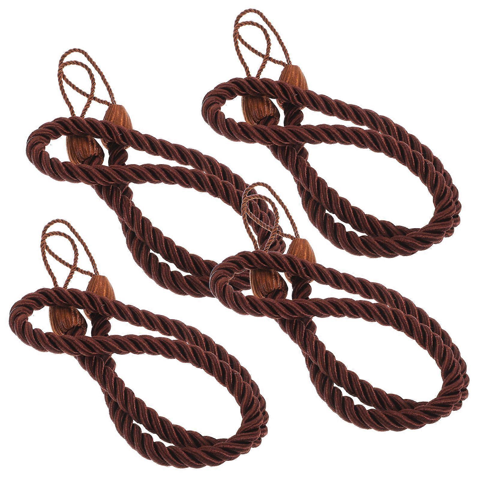 Rope Curtain Tiebacks 4Pcs Coffee Color Oxford Rope Decoration For Living Room Bedroom Bathroom