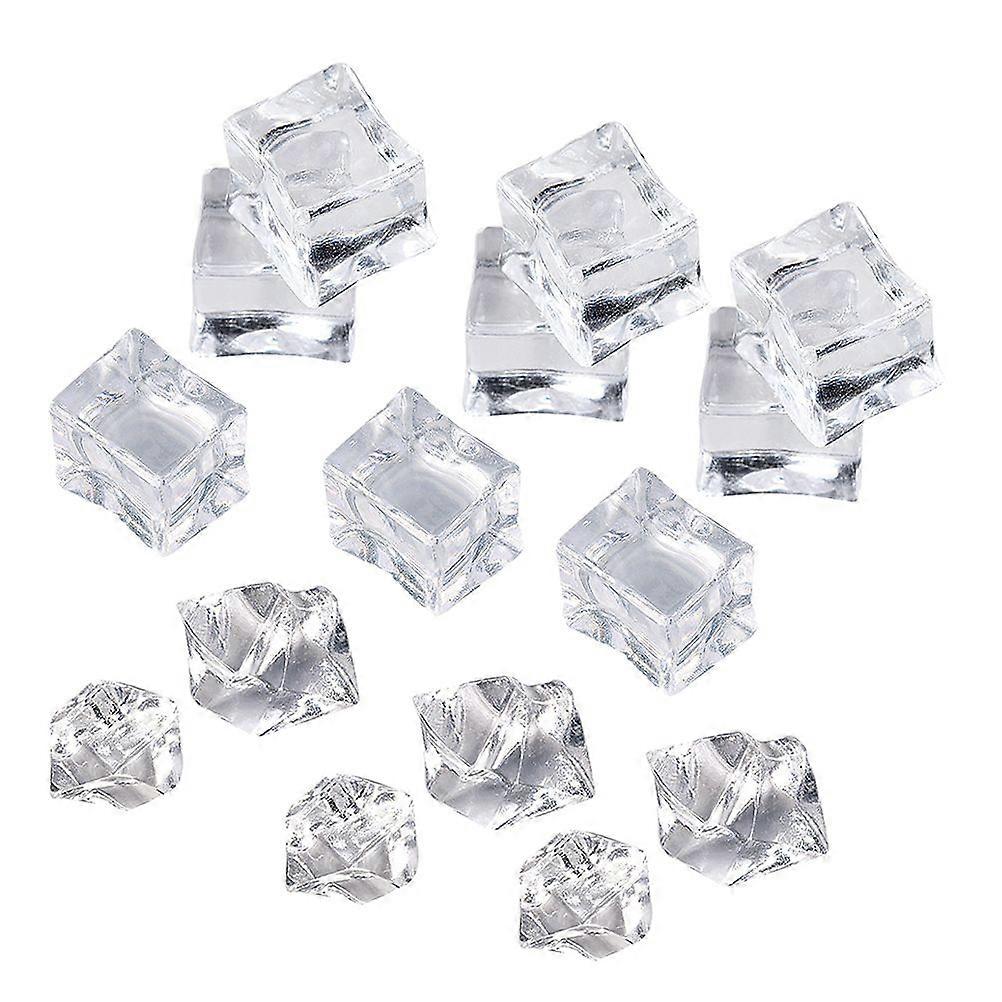 200Pcs Fake Ice Cubes Acrylic Ice Cubes Artificial Ice Blocks Photography Props