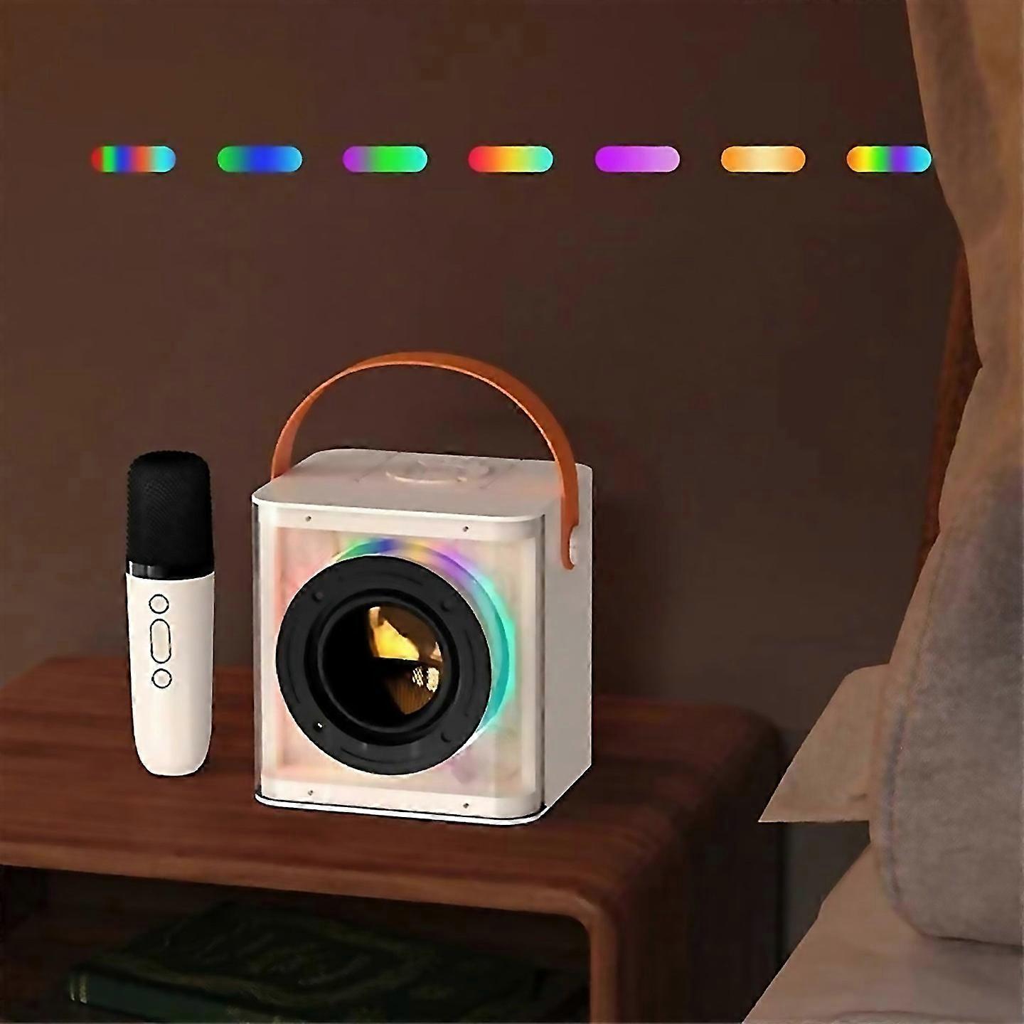 For Mini Karaoke Machine Set Bluetooth Speaker Colorful Light Surround