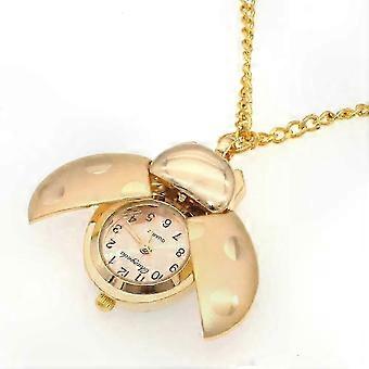 Quartz zakhorloge met lieveheersbeestje motief, sleutelhanger en ketting accessoire voor dames en heren