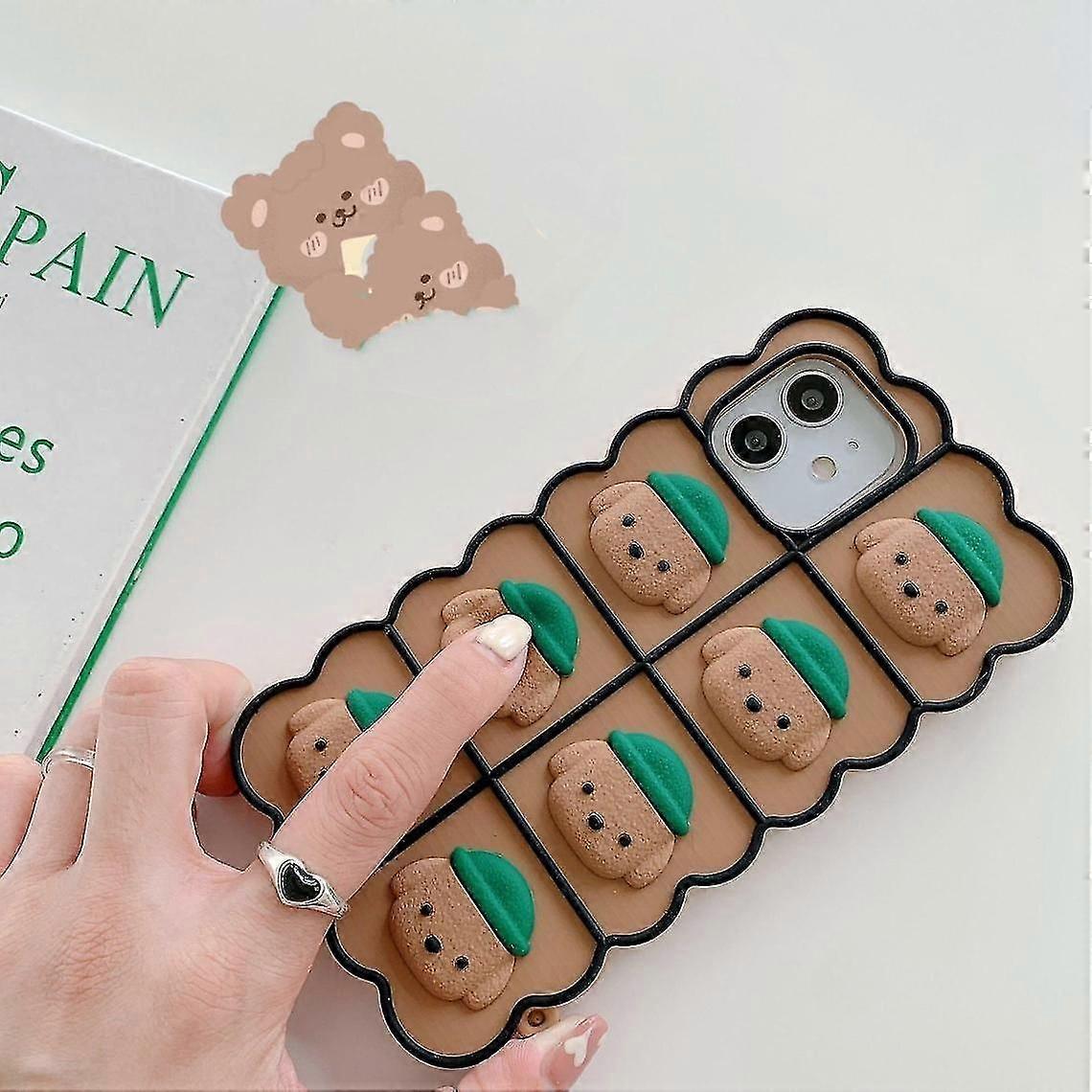 Push Bubble Cute Brown Dog Shape Silicone Case For Iphone 12