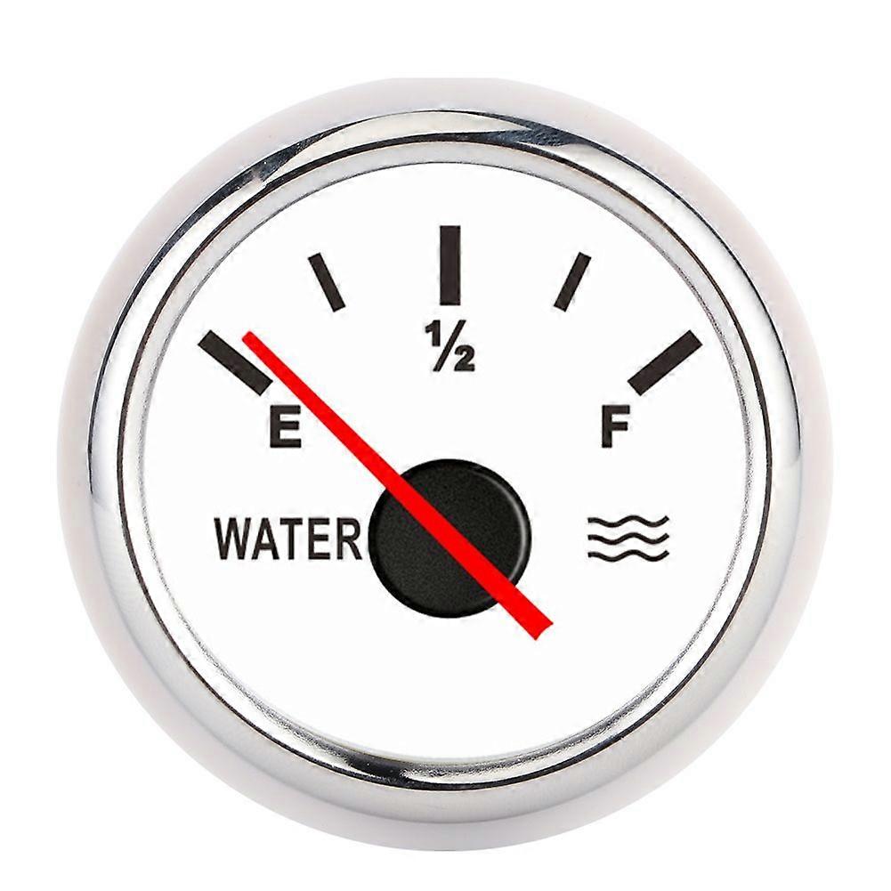 2in Pointer Water Liquid Level Gauge High Accuracy Universal for Marine Boat Truck RVWhite Dial Silver Frame