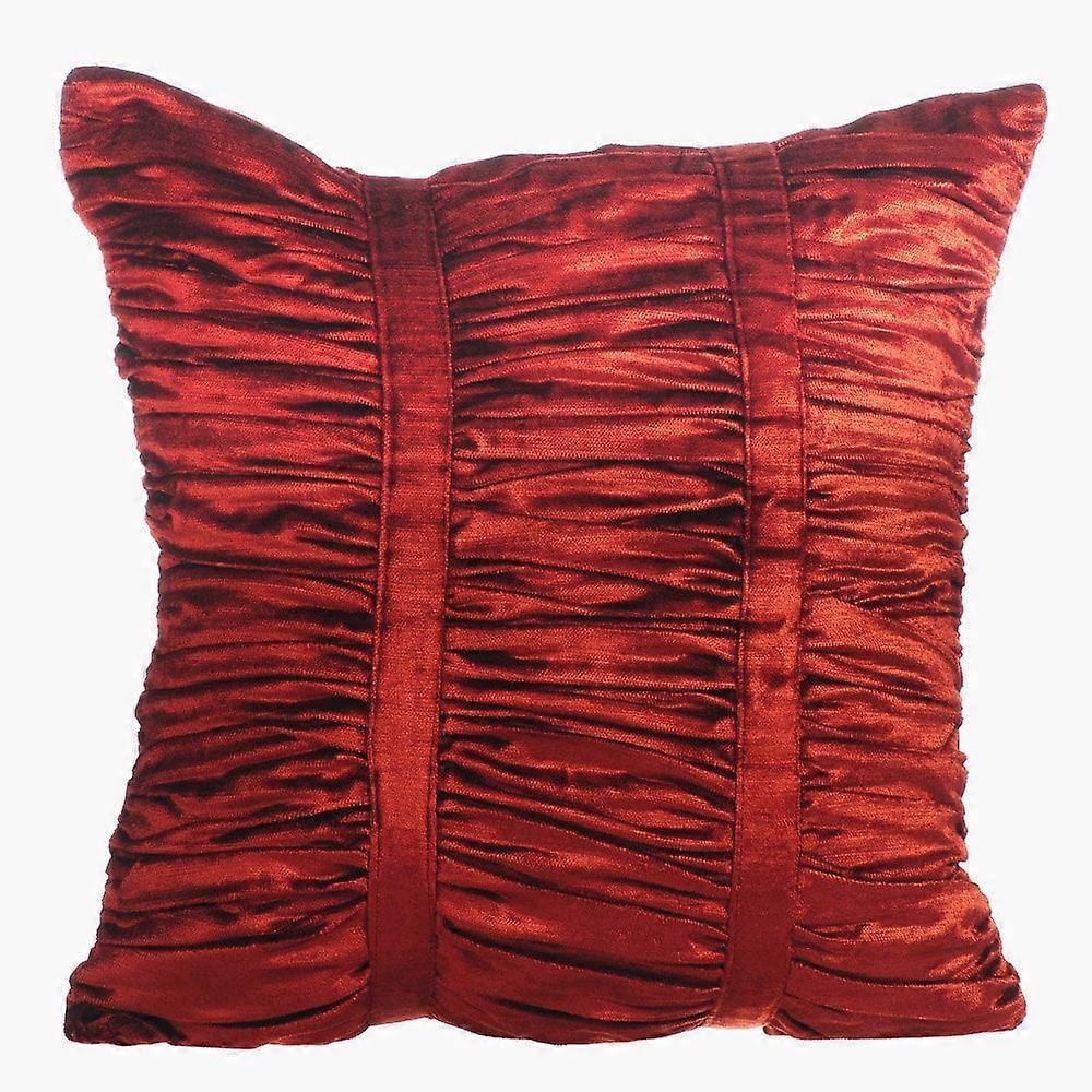 Throw Pillow Cover with Zipper, Compatible with Rust 24x24 inch, Solid & Modern Gathered Fabric Pillow Sham - Rust Beauty