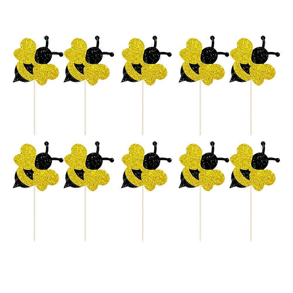 Dessert Insert Bee Cake Stick for 15Pcs Birthday Cake Decoration