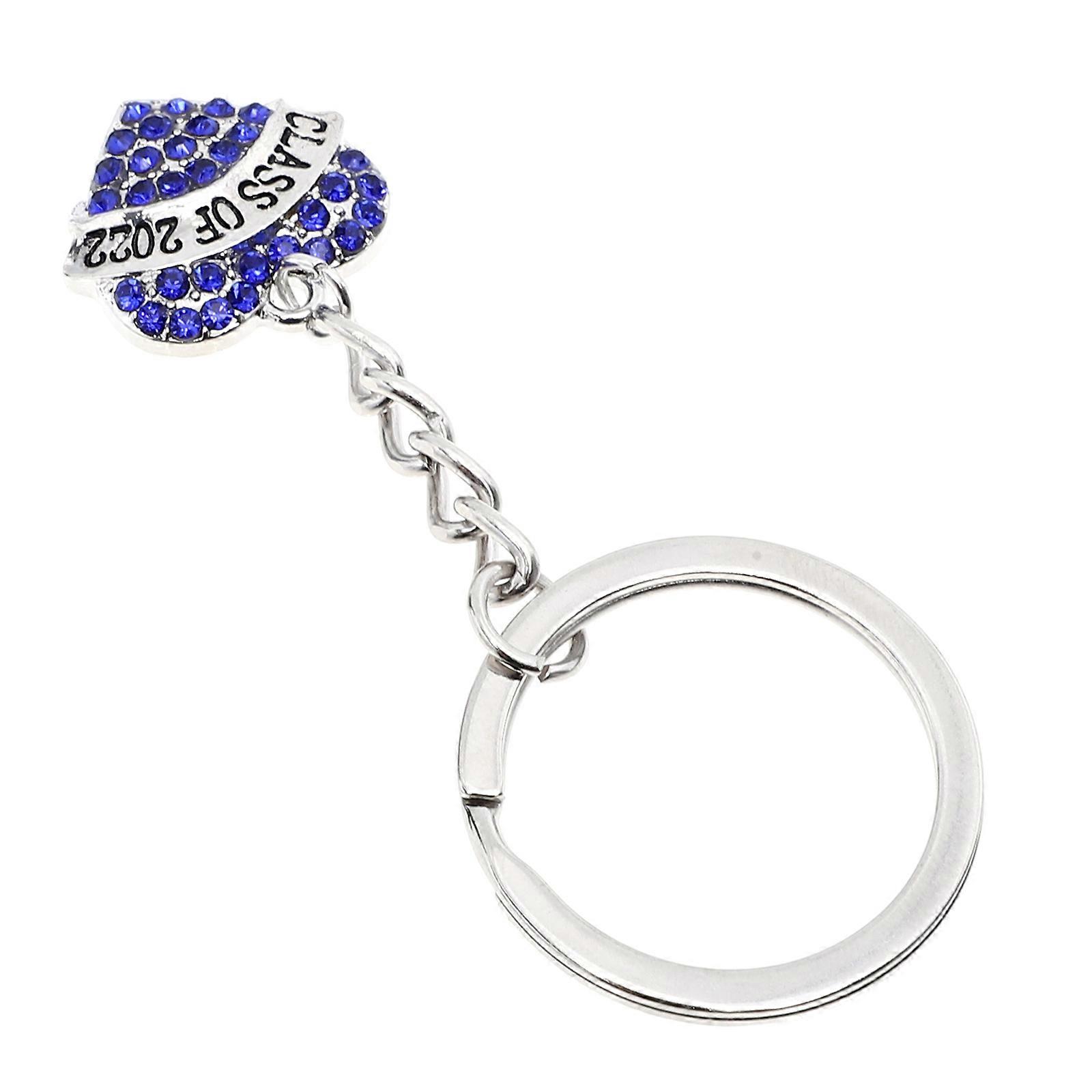 Graduation Key Ring with Heart Charm Alloy Key Chain for 2Pcs Present