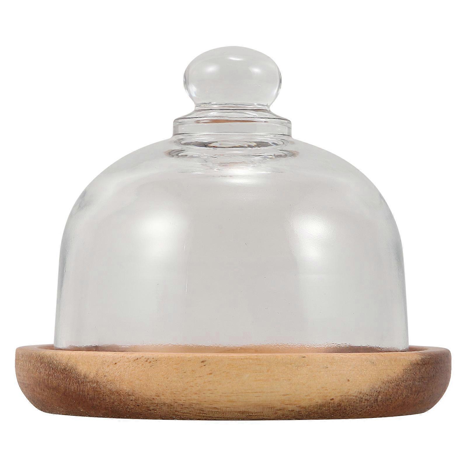 Wooden Cupcake Server with Dome Cover for Mini Cake Display 5Pcs