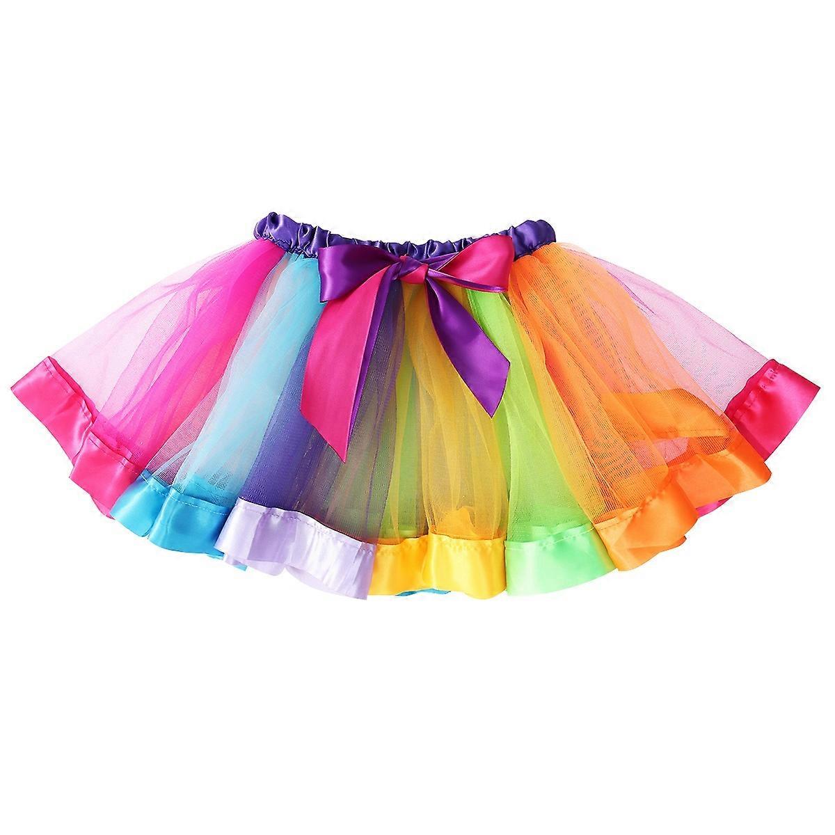 Girls Dance Skirt for Performance 2Pcs Tinksky Multi Color Layered Tutu