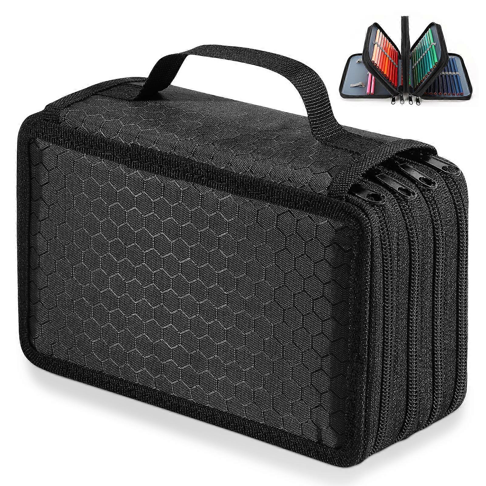 Simple Style Pencil Case 4-Layer Storage For Makeup Accessories And Stationery Black Rectangular 2Pcs