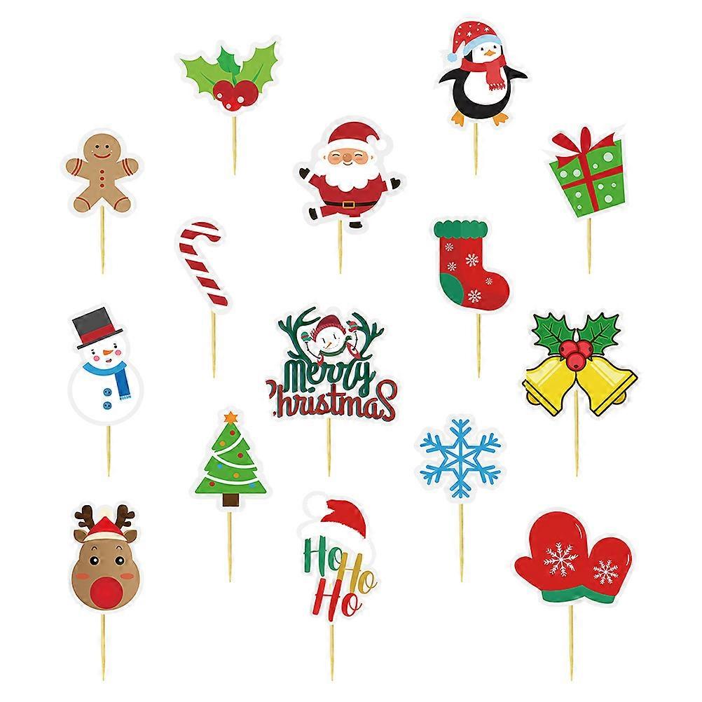 Christmas Cupcake Toppers 30Pcs Paper Assorted Color Unique Designs for Party Decor