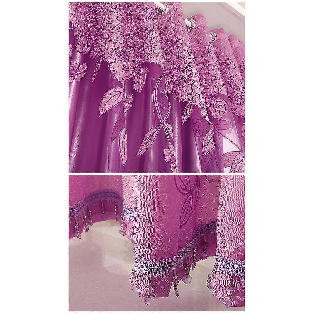 Transparent Curtains Sheer Curtains for Window Shielding Purple Floral Pattern