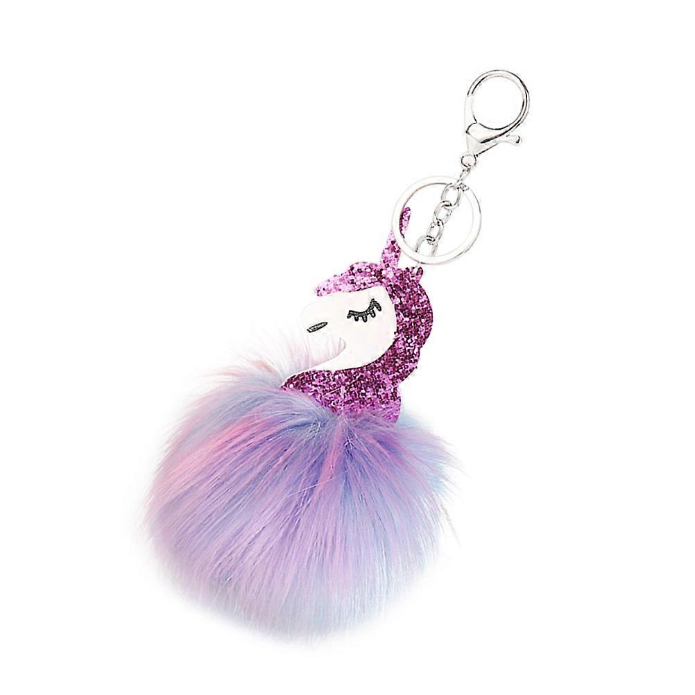 Ball Keychain Glitter Unicorn Keychain for Key Holding 1 Piece Rosy