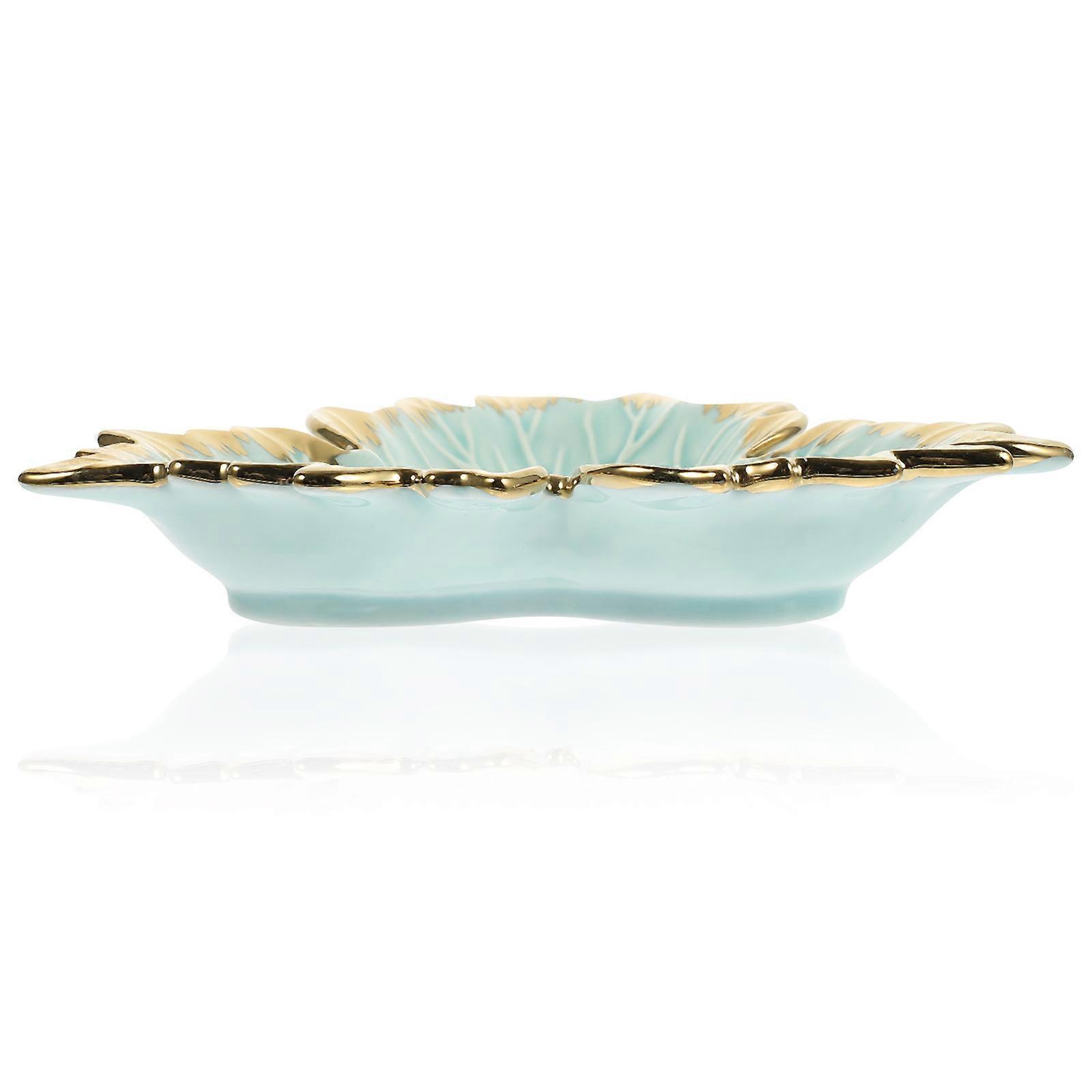 Display Plate Decorative Ceramic Plate for Festivals Desktop Storage Green Ceramic 1Set