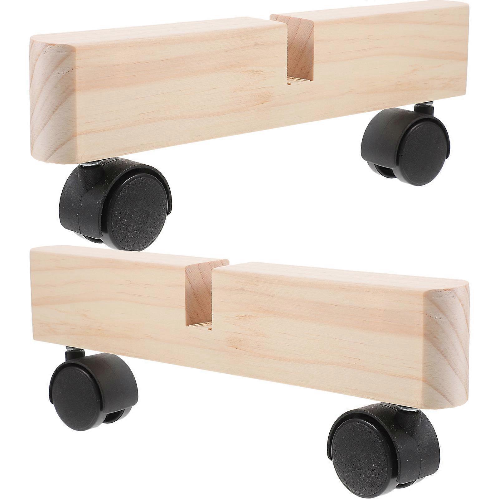 Wooden Divider Stand Replacement Base with Roller for Screen Support 4Pcs