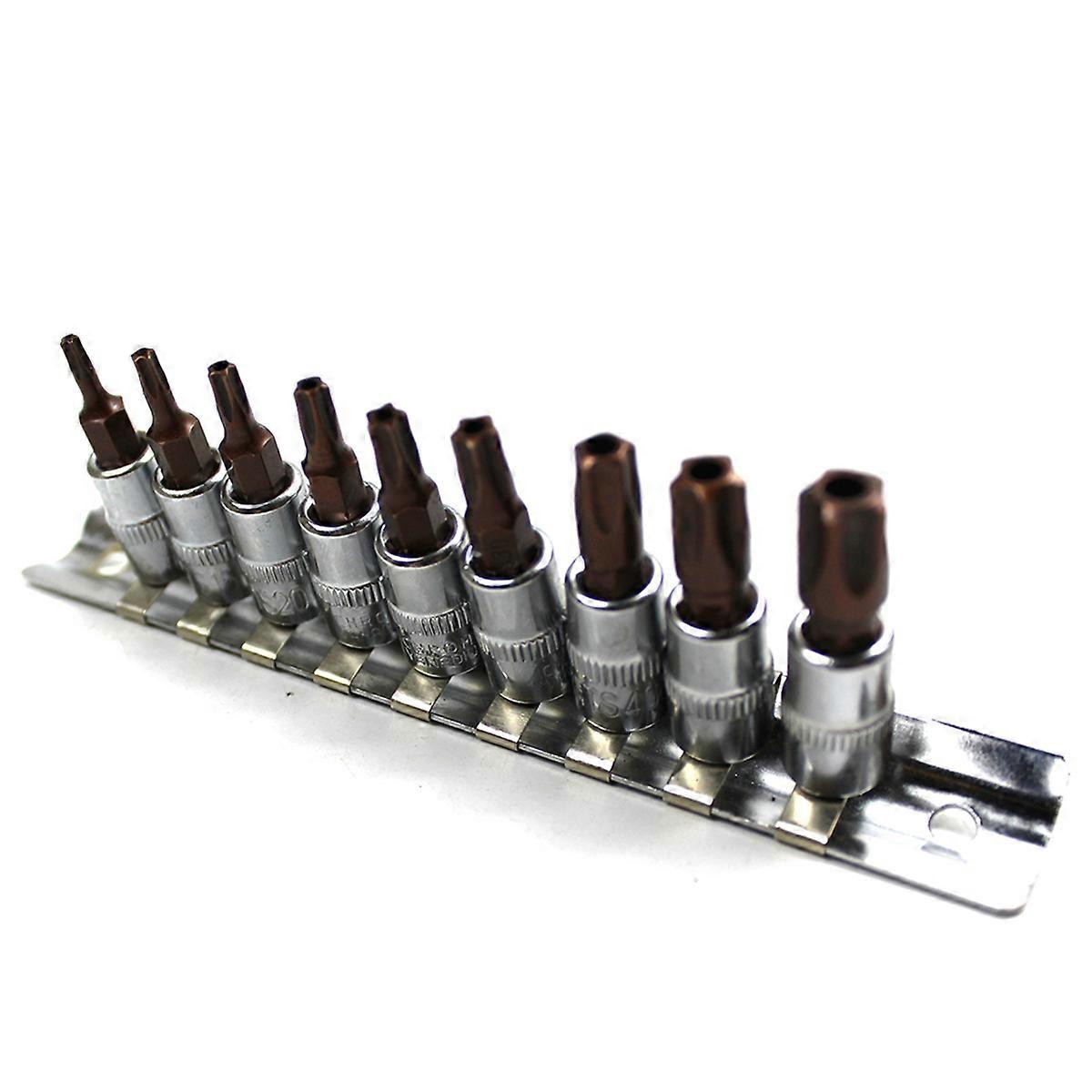9pcs 5 Point Star Torx Screwdriver Bit 1/4 Inch Drive Socket TS10-TS50 Hand Tools Parts Accessories