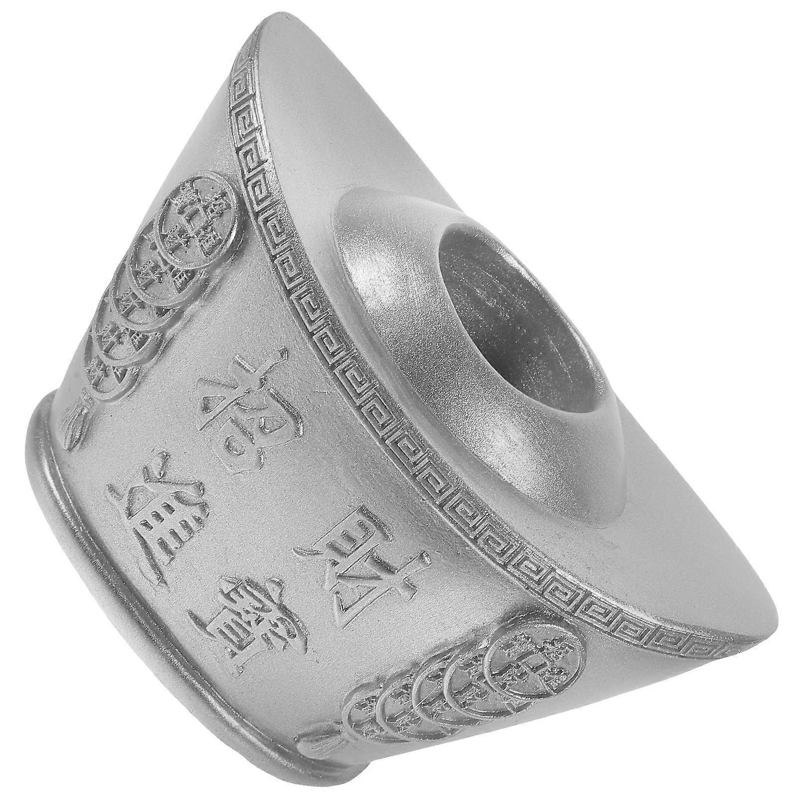 Decorative Toothpick Holder Ingot Statue Ornaments for Home Decor and Office Use in Silver Resin 1Pcs