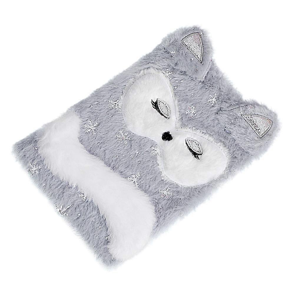 Kids Notepads Plush Notebook Daily Use Grey Fluffy Material Diary Writing 1Pcs