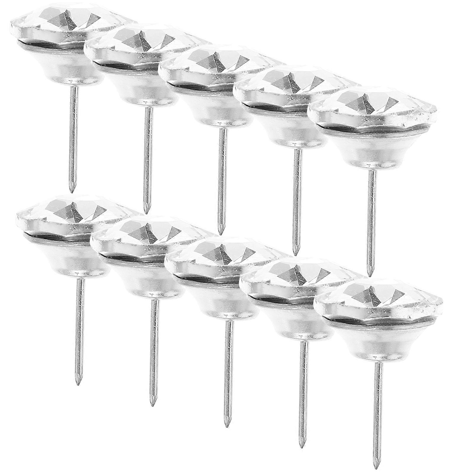 Crystal Button Sofa Upholstery Nails 40Pcs Diamond Crystal White Tacks